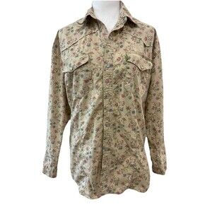 Vintage Esprit Women’s Top Pearl Snap Western Cut Floral Cotton Large